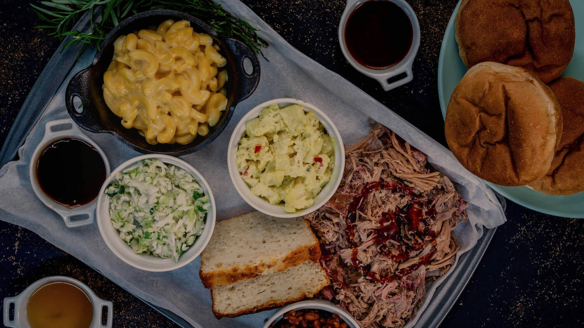Spread of food on a table